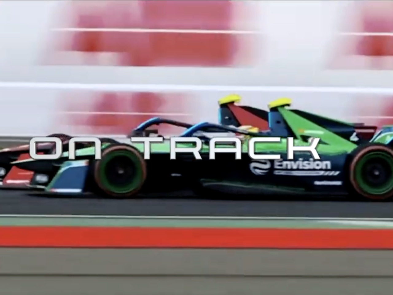 Green car on racetrack