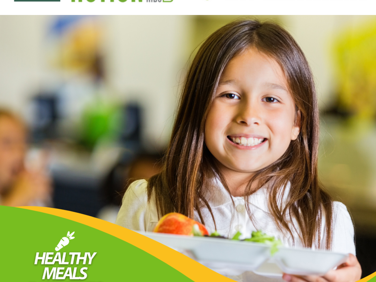 Girl getting food from cafeteria salad bar