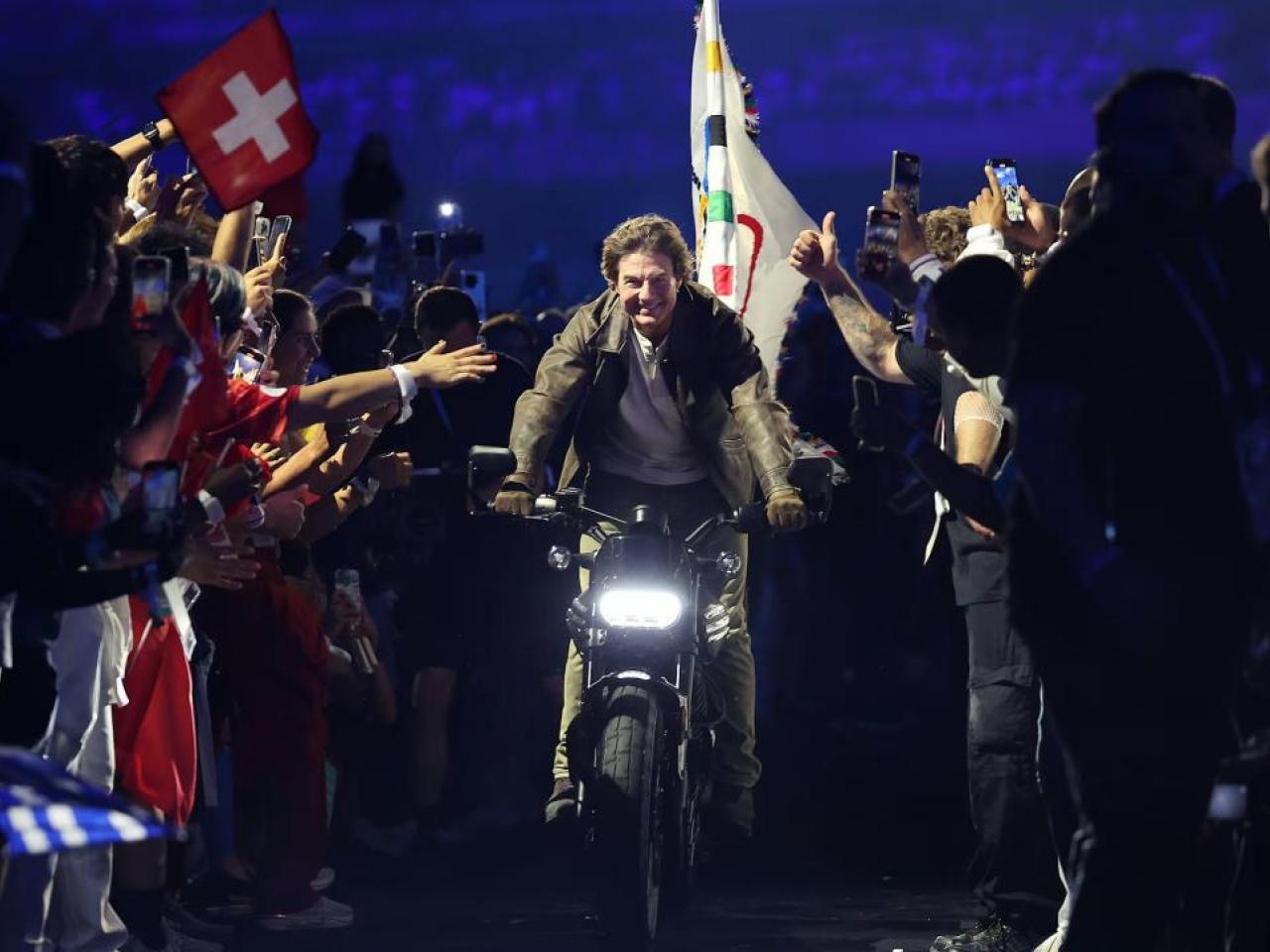 Tom Cruise riding a motorbike 