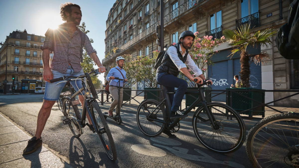 People on bicycles