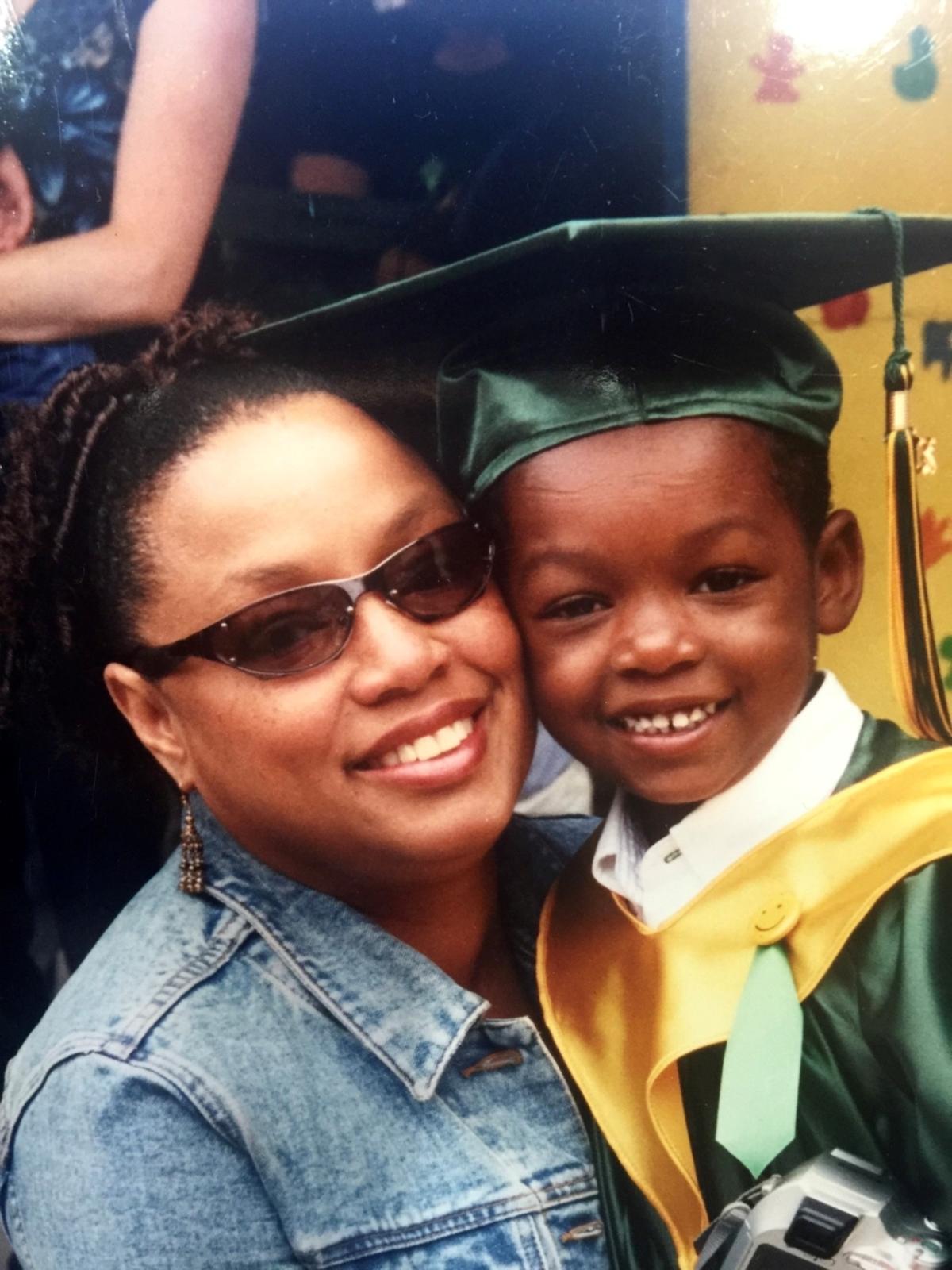 Valencia with 5-year-old Miles at his pre-school graduation