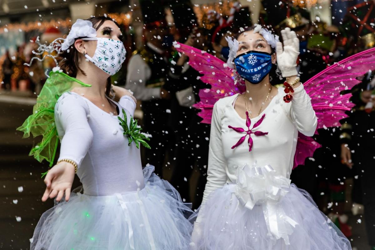 United employees dressed up in holiday outfits