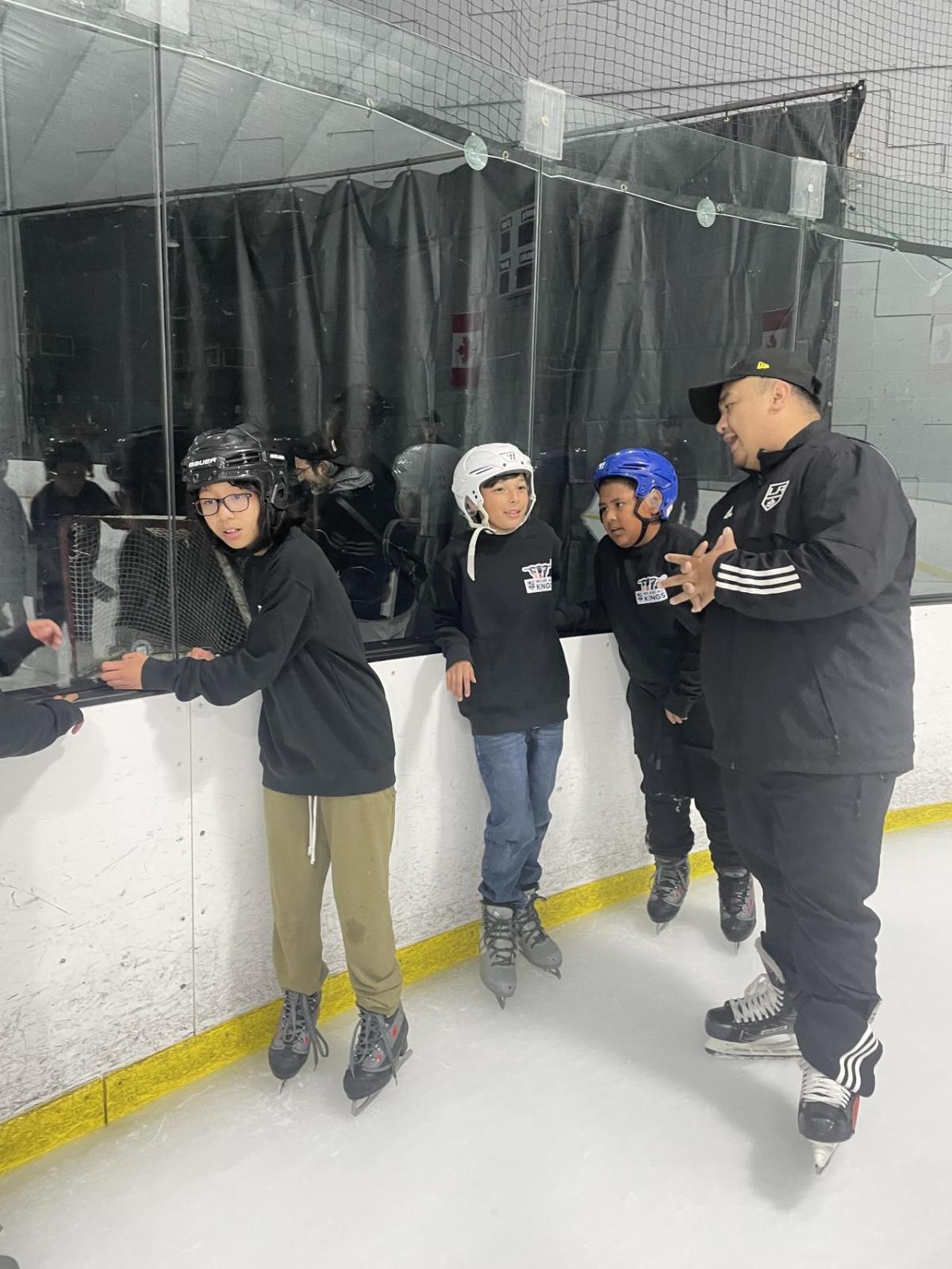 Children from SIPA learned to skate with the LA Kings Ice Crew.