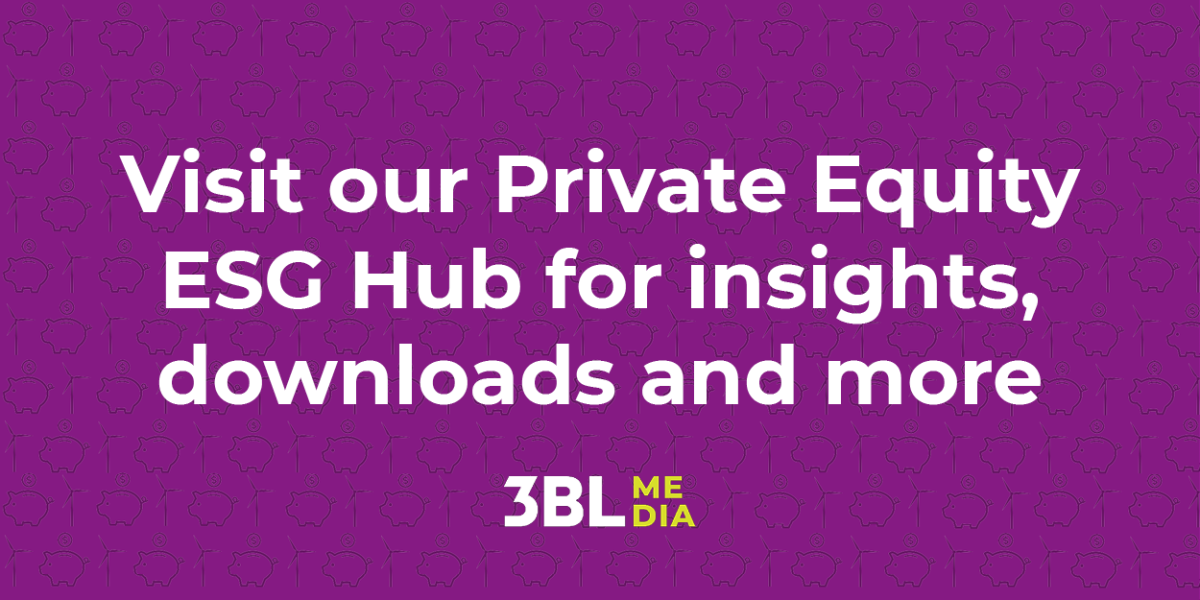 Graphic reads: Visit our Private Equity ESG Hub for insights, downloads and more