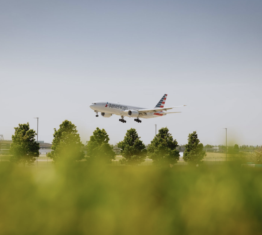 An aeroplane taking off for flight