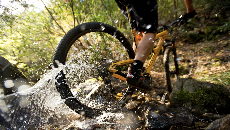 Bike going through some water