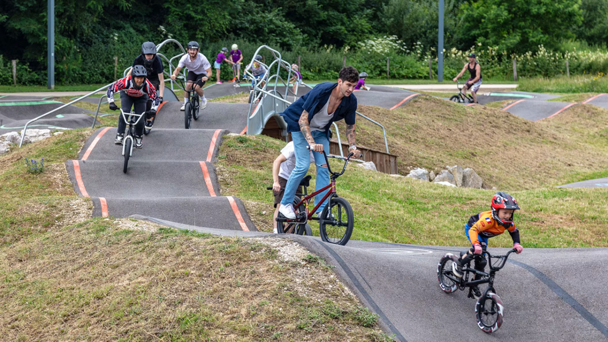 Kids bike on a course