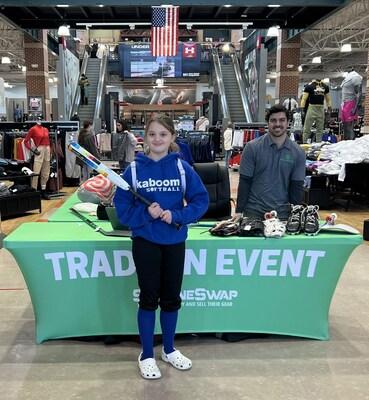 Young girl at the DICK'S Sporting Goods Sideline Swap trade in event.