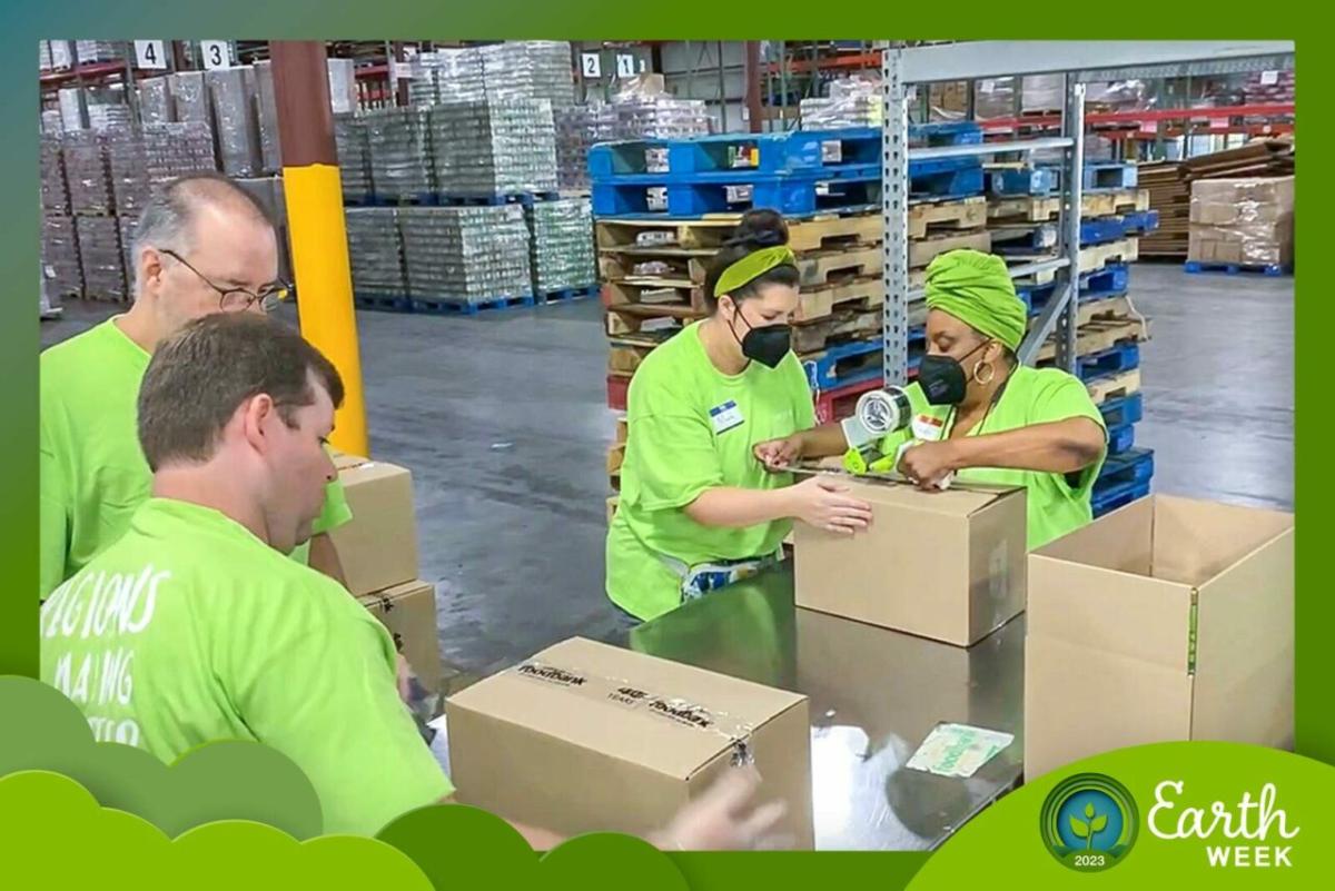 volunteers at a food bank