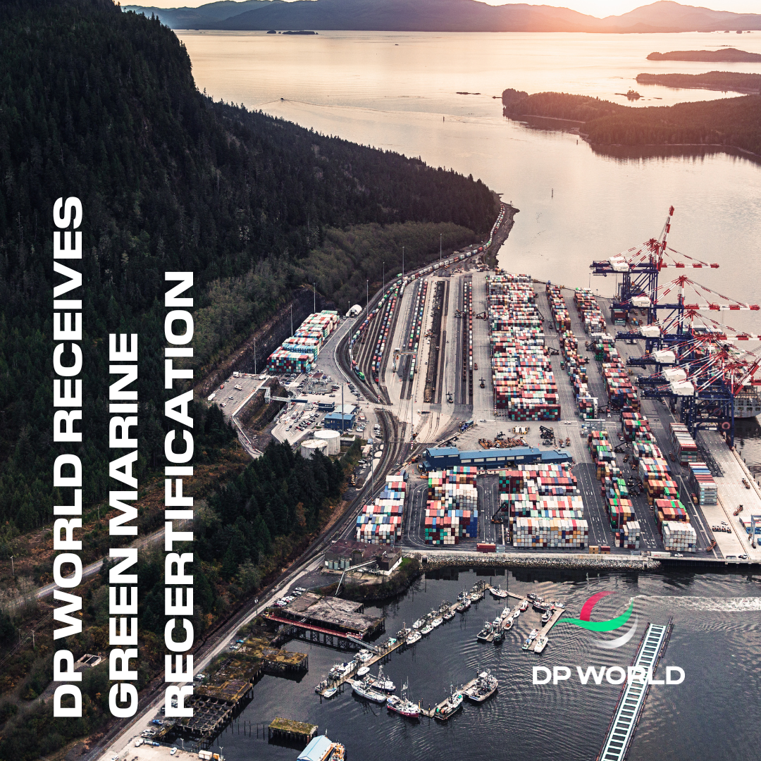 "DP World Receives Green Marine Recertification" with image of port