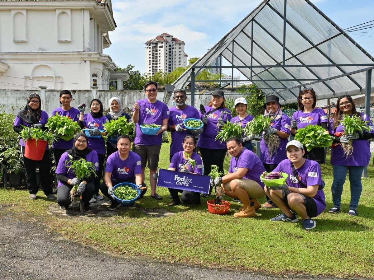 Group of Volunteers holding plants