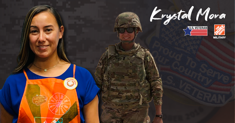 Photo os Krystal Mora in uniform and wearing orange apron.