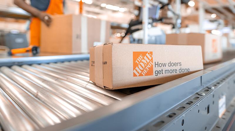 Home Depot Package on a conveyor belt.