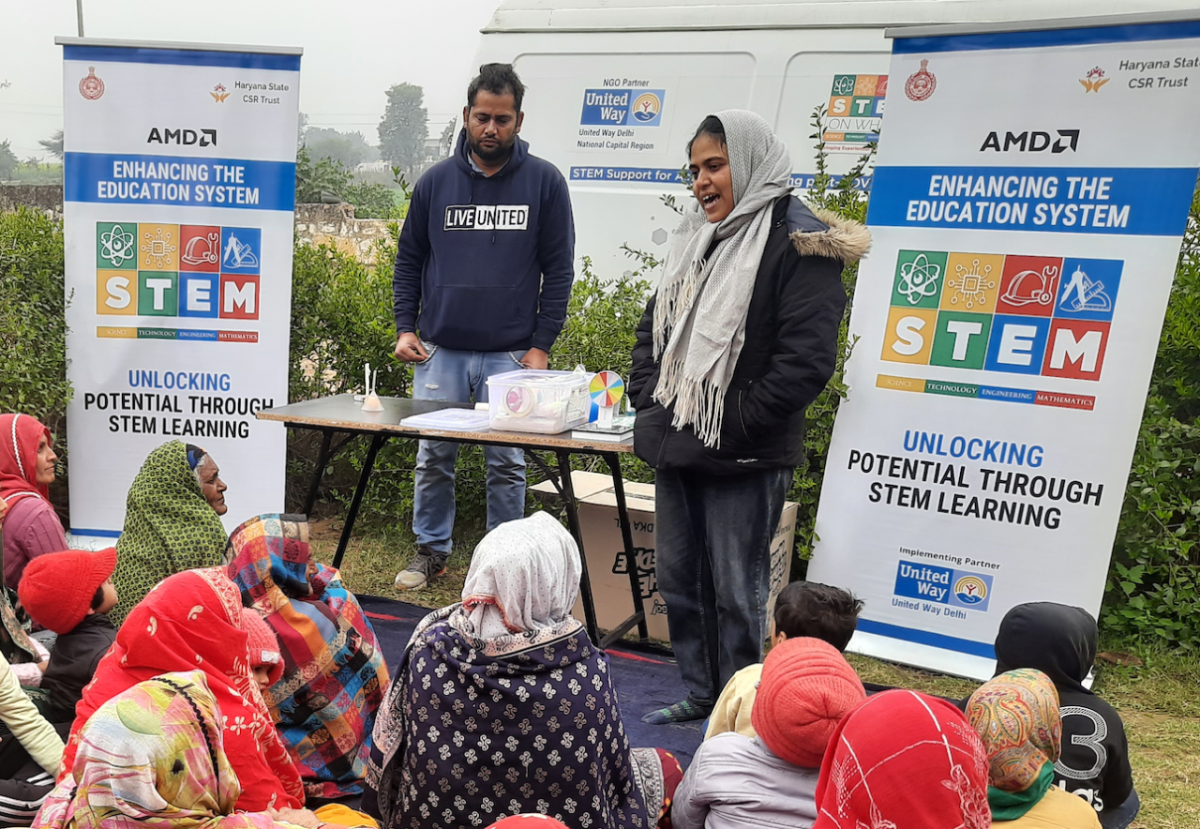 2 teachers at a India Stem event