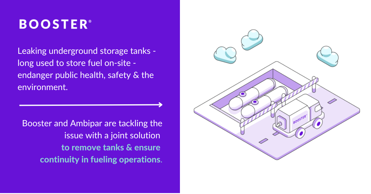 Image of leaking underground storage tank and Booster tanker