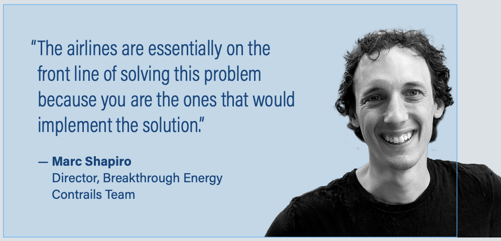 Headshot of Marc Shapiro with the quote “The airlines are essentially on the front line of solving this problem because you are the ones that would implement the solution.”