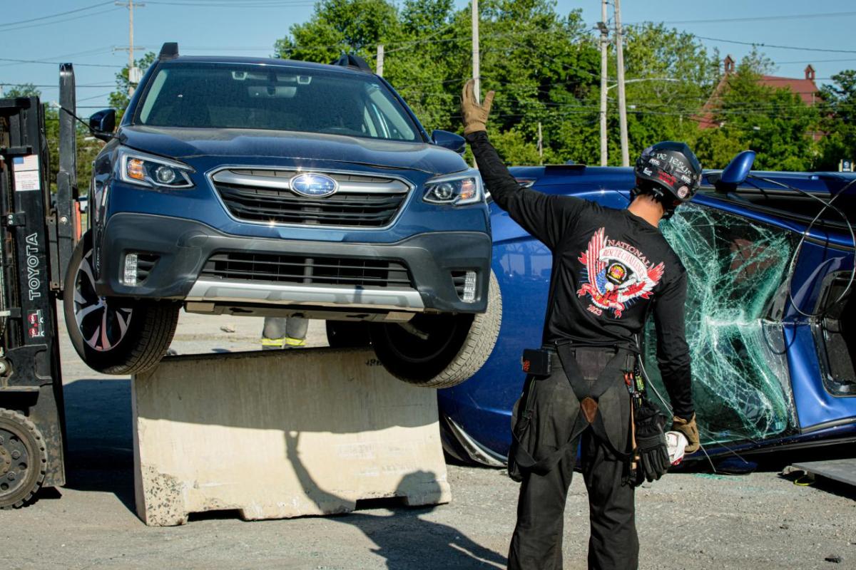 Cars donated by Subaru being used at a NAVRA training event in Chester, PA