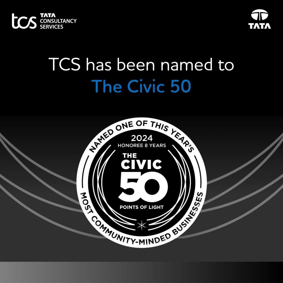 "TCS has been named to The Civic 50" with the award logo