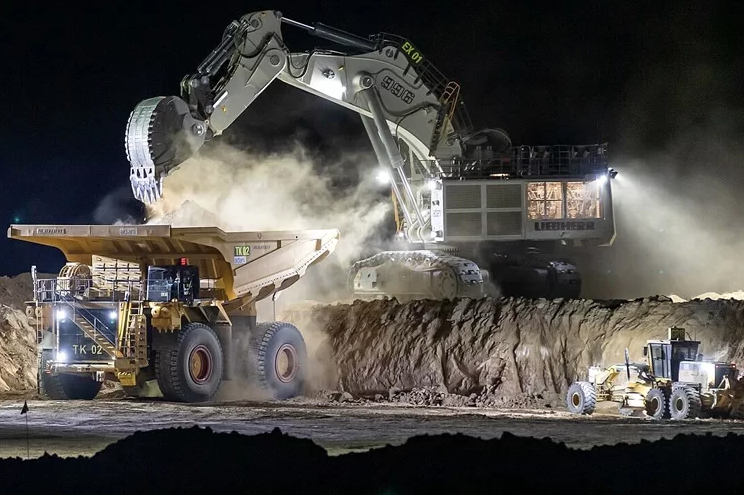 industrial machinery working at night