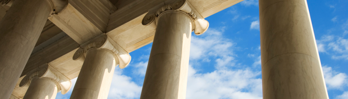 pillars against a blue sky