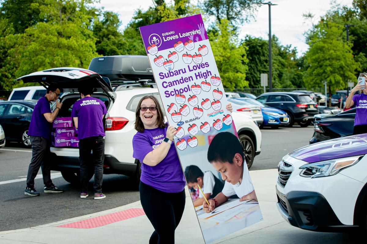 Volunteer smiling