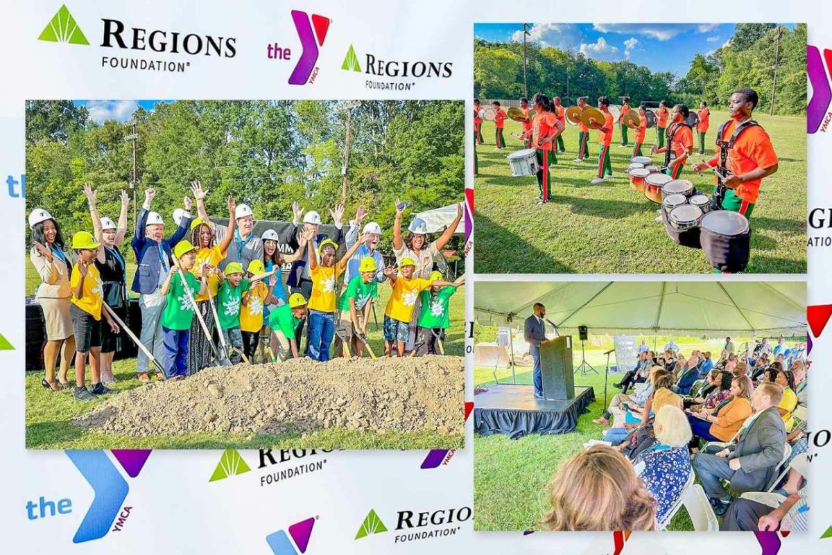 Collage of photo's of The Regions Foundation joining the YMCA of Greater Birmingham to break ground on a development