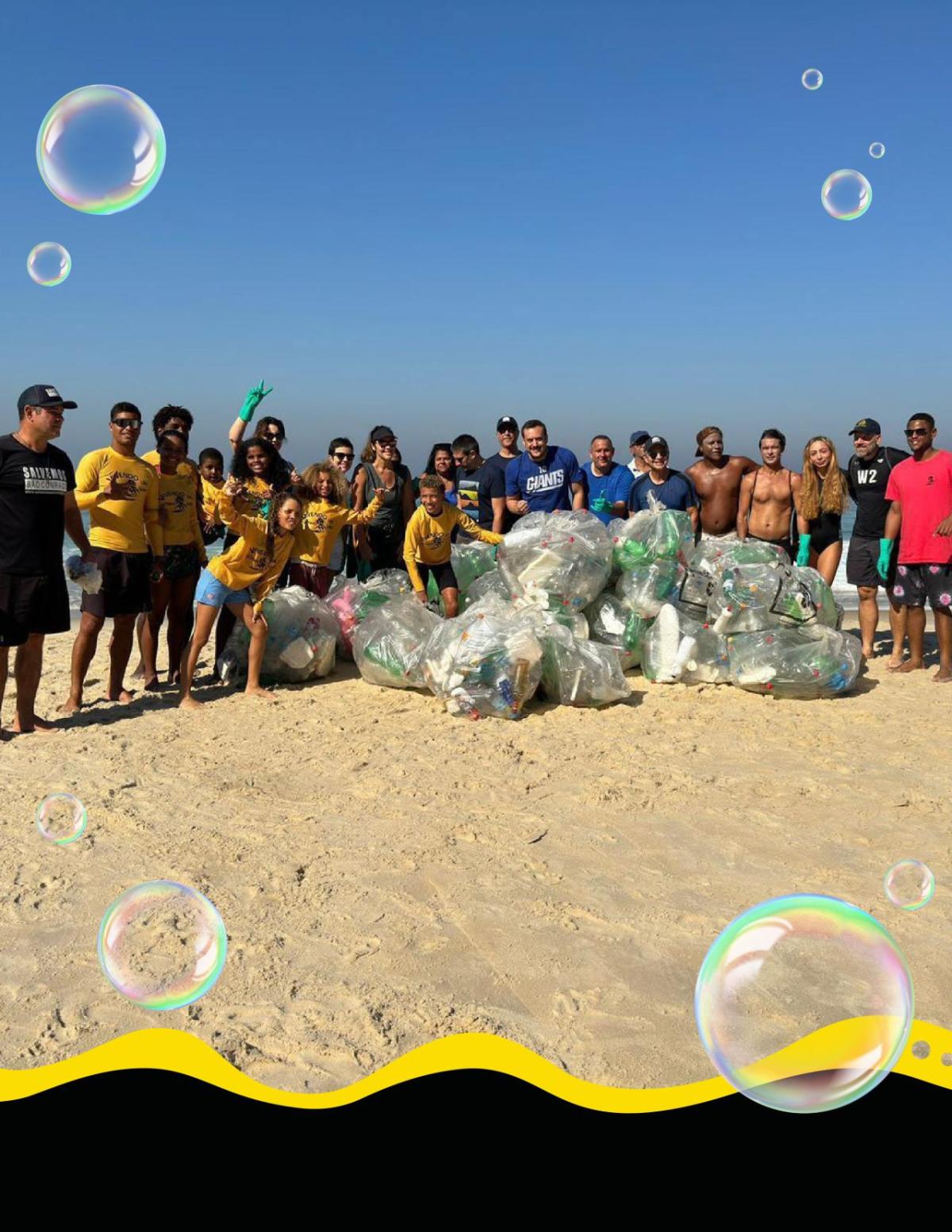 volunteers on a beach