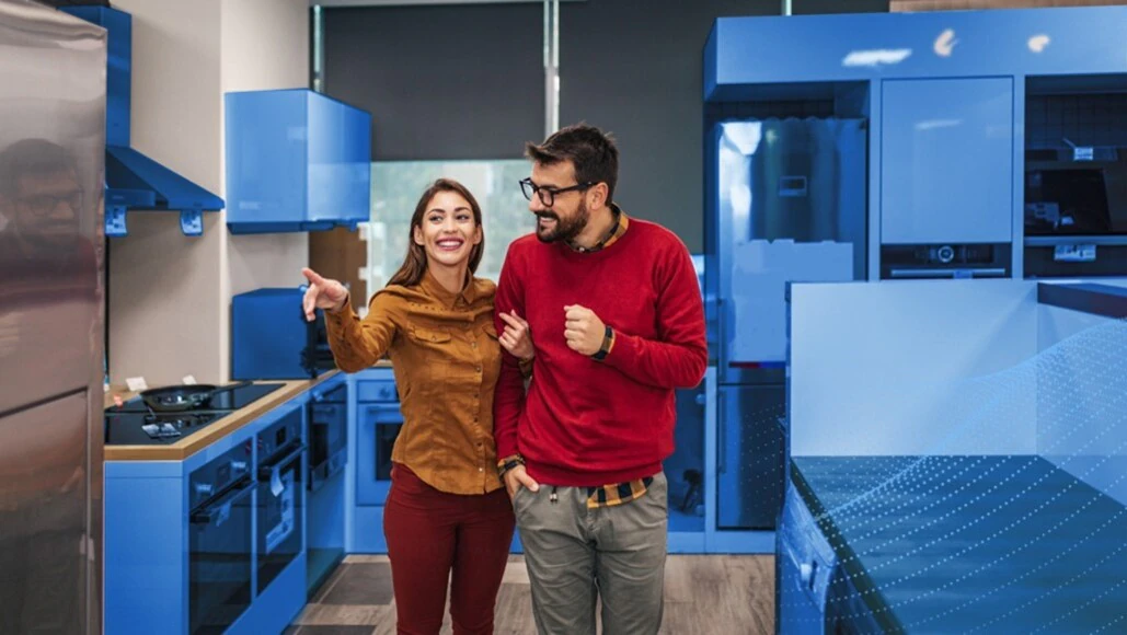 2 people in a mock kitchen