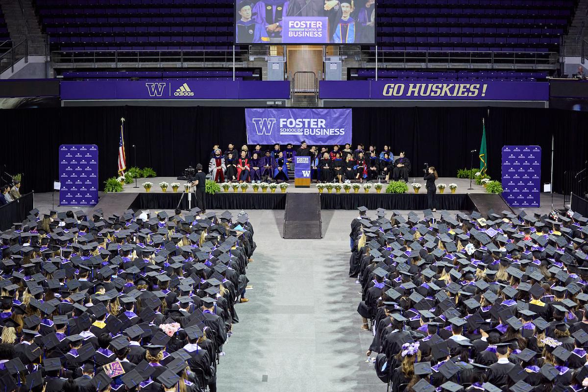 commencement audience and stage