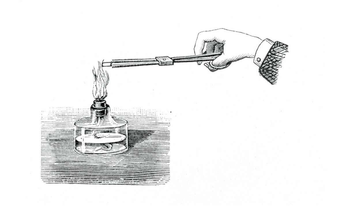 drawing of lighting a flame