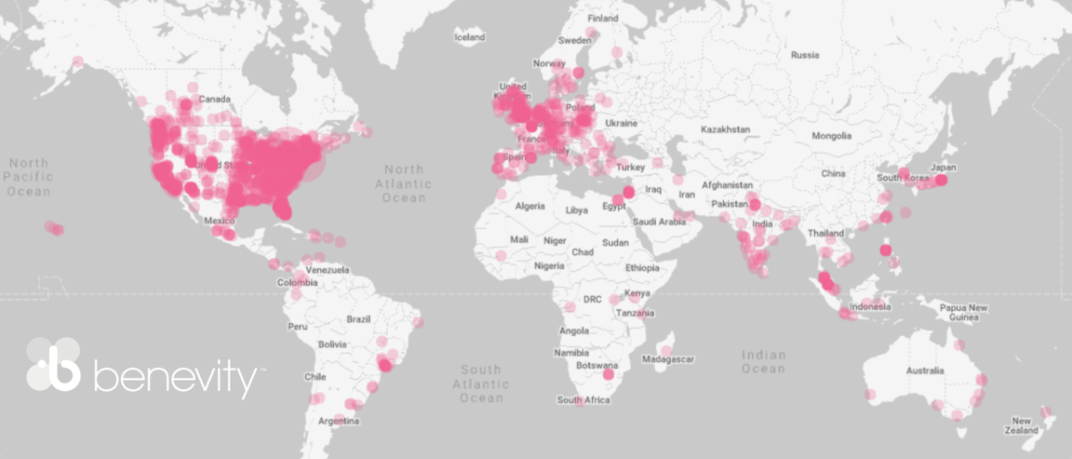 Giving Tuesday 2022 - heatmap of global donations