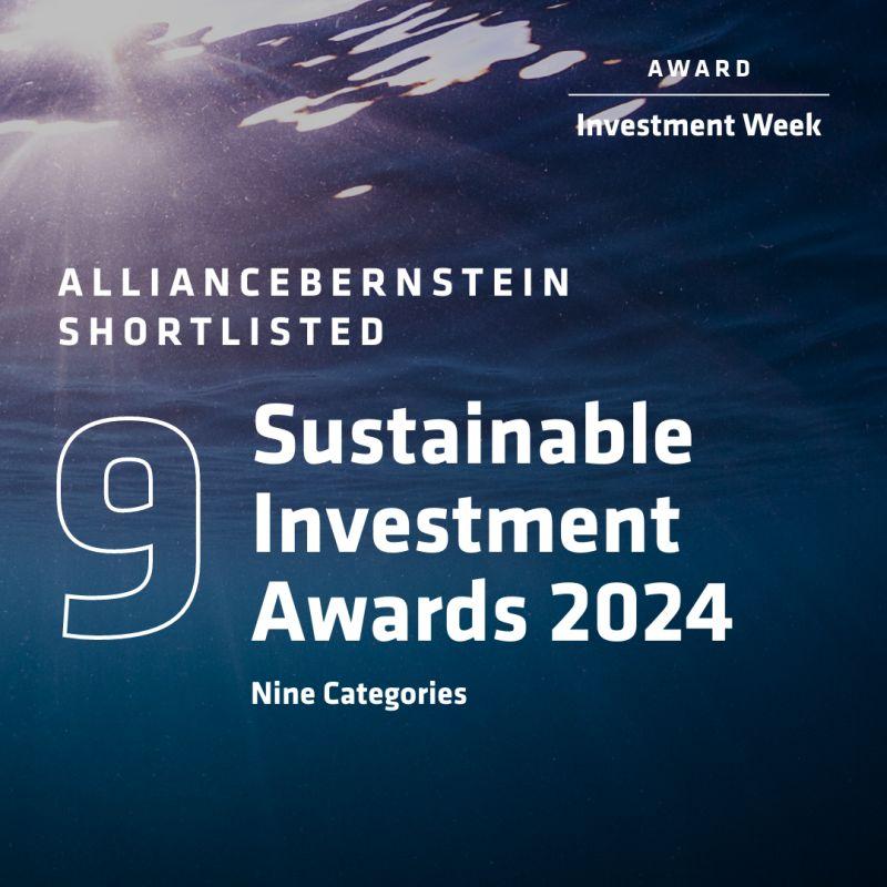 "AllianceBernstein Shortlisted. 9 Sustainable Investment Awards 2024"