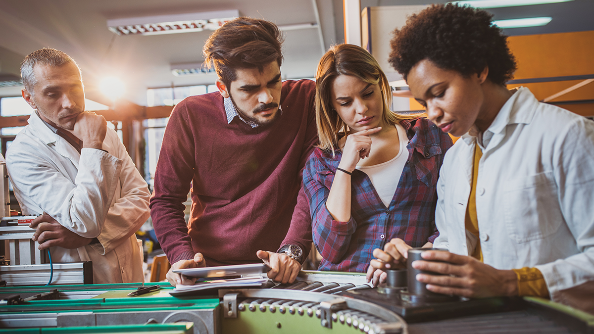 A group of people working on a project. 