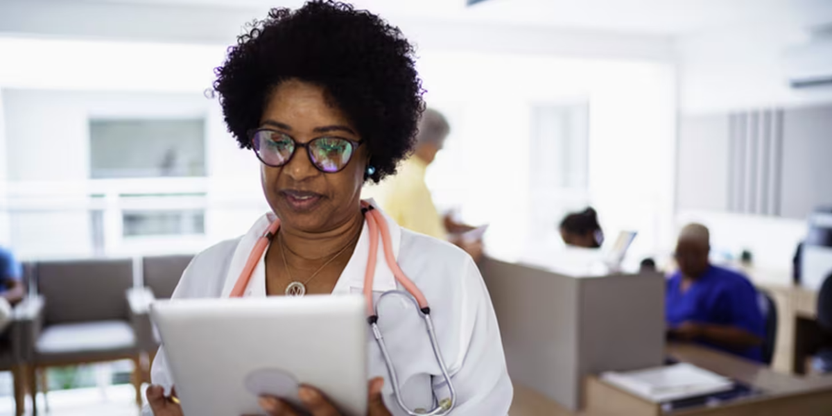 Nurse on tablet