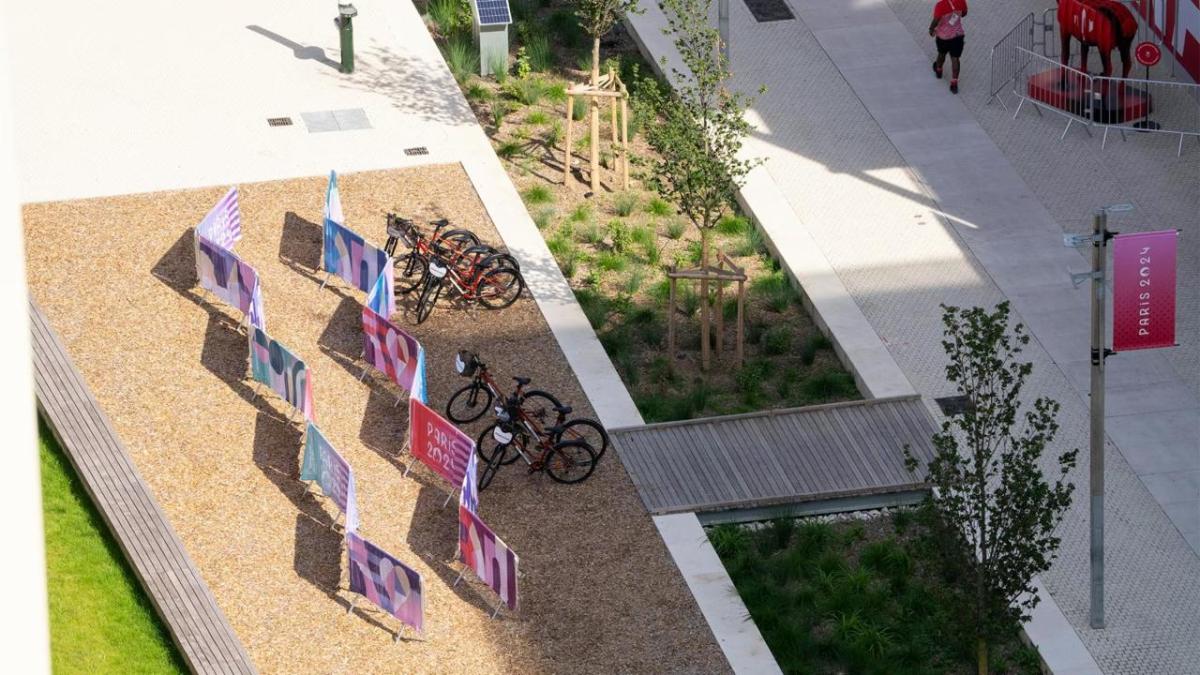 Bicycles in a designated bike area 