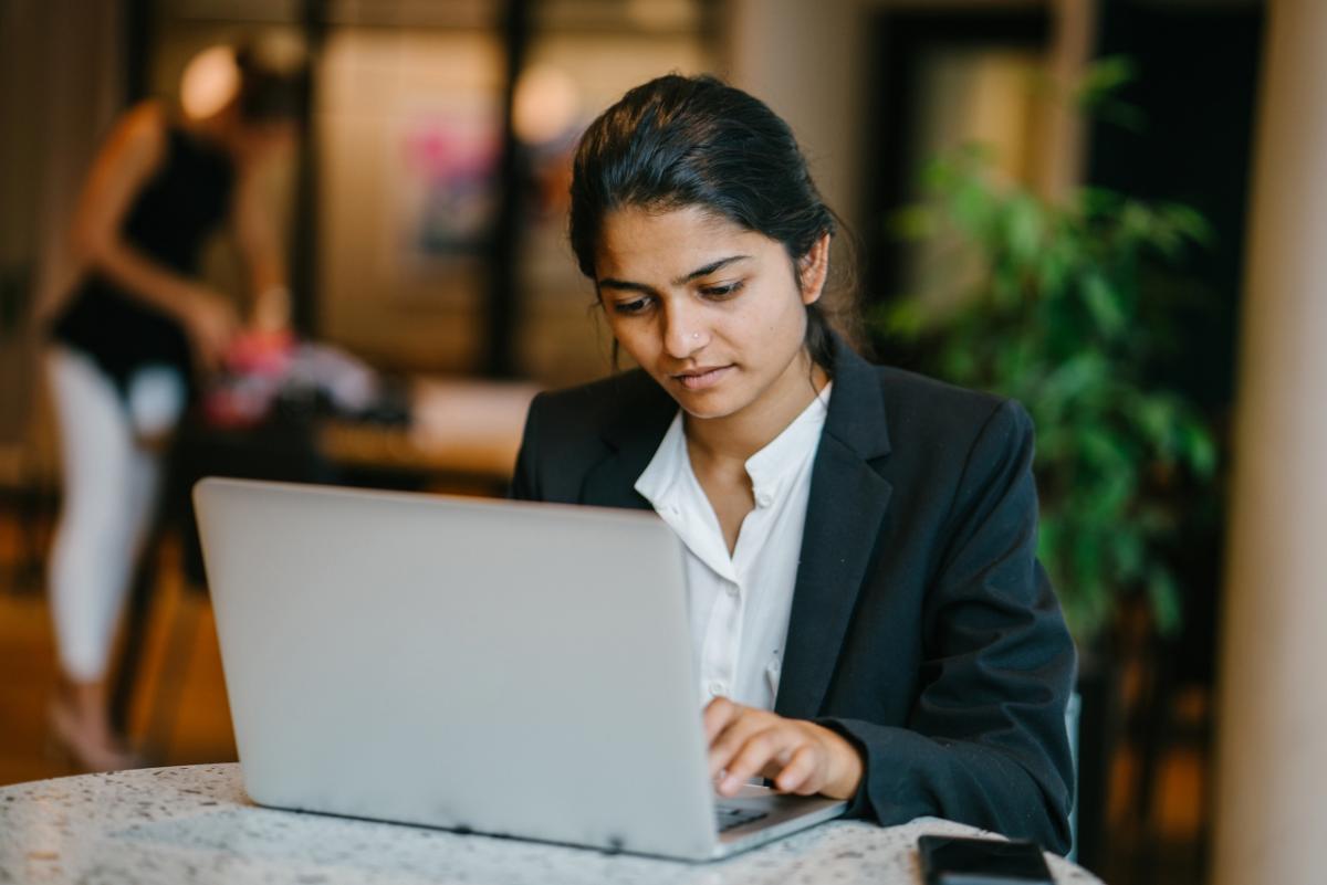 woman working on a laptop